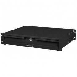 Szuflada z zamkiem do szafy RACK 19" 2U 360mm czarna na narzędzia, sprzęt i dokumenty Lanberg