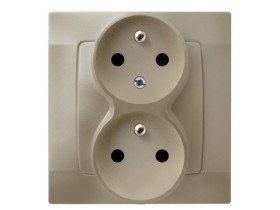 KARO Gniazdo podwójne z funkcją niezmienności faz ecru GP-2SC/42 OSPEL
