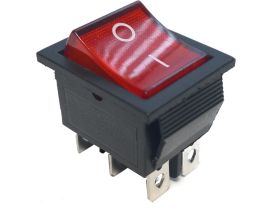 Przełącznik kołyskowy chwilowy KCD4 15A 250V (on)-on czerwony