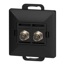 Gniazdo podw. typu F Pearl, TV/F-F1/P2, czarny,OR-OE-7714/2/B