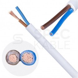 Kabel mieszkaniowy OMY / H03VV-F 2x1mm2 biały 300/300V giętki linka NKT