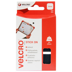 VELCRO&#xAE; Brand VEL-EC60236 Stick On Squares 25mm x 24 Sets - Black
