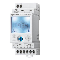 Przełącznik czasowy DIN 2-kanałowy Cyfrowe 110 → 230 V AC/DC Finder DPDT