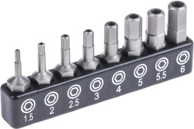 Zestaw końcówek do wkrętaka Imbusowy z zabezpieczeniem przed manipulacją l. elementów: 8 rozmiar: Hex 1,5; Hex 2; Hex