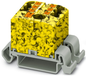 Distribution block, push-in connection, 0.14-4.0 mm², 7 pole, 24 A, 8 kV, yellow/black, 3273218