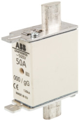Bezpiecznik z wyśrodkowanym wyprowadzeniem 50A 500V NH000 gG ABB