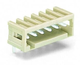 Pin header, 6 pole, pitch 3.5 mm, angled, light gray, 734-166