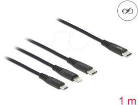 87149 Charging cable, USB-C -&gt; Lightning™/USB-C/Micro-B connector, 1 m