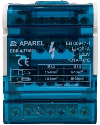 Blok listew rozdzielczych 4-biegunowy 100A EBR 4-7/100 R33RA-02020200101