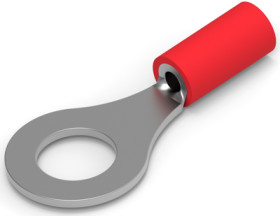 Insulated ring cable lug, 0.26-1.65 mm², AWG 22 to 16, 6.73 mm, M6, red, 34150