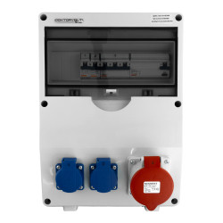 Rozdzielnica budowlana TD-S/FI 32A Zabezpieczona erbetka 2x230V Schuko Doktorvolt DV-6725-D