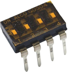 Przełącznik DIP 4-pozycyjny SPST THT 25 mA przy 24 V DC -30 → +85°C