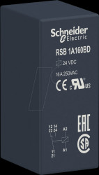 RSB1A160BD RSB interface relay, 1 changeover contact, 24 V, 16 A