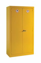 Szafka na substancje niebezpieczne wysokość 1830mm szerokość 915mm 2 -drzwiowa Stal Żółty, zamykana