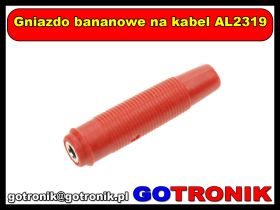 Gniazdo bananowe na kabel AL2319 czerwone