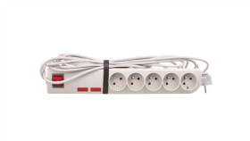 Przedłużacz Przeciwprzepięciowy 5-Gniazd Z/U 5M Biały Psf-505