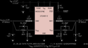 Dual Synchronous, 800mA, 2.25MHz Step-Down DC/DC Regulator