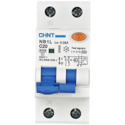 Chint 203018 RCBO 13A 0.03A 243V/415V Overload &amp; Short Circuit Protection