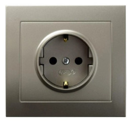 KIER Gniazdo pojedyncze z/u Schuko satyna light GP-1WS/45