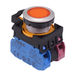 CW4L-M1E11Q4A Amber 24V illuminated Metallic Momentary Push Button Switch 1NO-1NC IP65 IDEC
