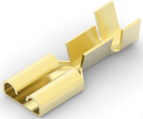 Uninsulated flat plug sleeve, 6.35 x 0.81 mm, 1.0 to 2.5 mm², AWG 17 to 14, brass, 1-160304-0