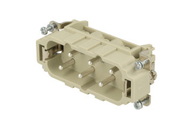 Wtyk; Han HsB; 09310062601; 6 torów; 16B; poliwęglan; proste; śrubowy; 35A; 690V; szary; srebrzone; 1,5÷6mm2; Harting; RoHS