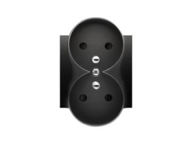 SIMON 54 Pokrywa gniazda podwójnego czarny z przesłonami do ramek NATURE DGZ2MZNP/49 KONTAKT SIMON