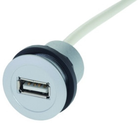 USB 2.0 cable for front panel mounting, USB plug type A to USB socket type A, 3 m, silver, 09454521924