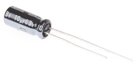 Kondensator 10μF 63V dc Radialny, Otwór przelotowy Nichicon roztaw: 2mm 5 (Dia.) x 11mm