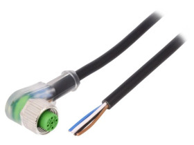 Złącze okrągłe M12 żeńskie kątowe z wolnym końcem przewodów 4pin 7000-12421-6140300