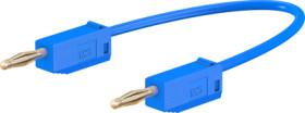Measuring lead with (2 mm plug, spring-loaded, straight) to (2 mm plug, spring-loaded, straight), 600 mm, blue, PVC, 0.5 mm², CA