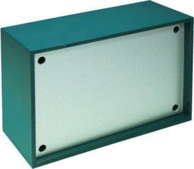 Die-cast aluminum enclosure, (L x W x H) 215 x 130 x 77 mm, blue (RAL 5020), IP40, P/4.10 BLAU