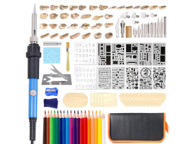 Pirograf wypalarka do drewna 60W lutownica grotowa zestaw 110 elementów DSC2 KIT3