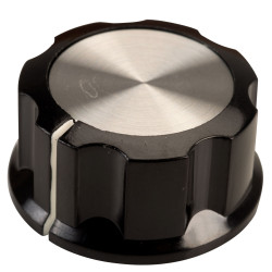 SCI RN-99C(&#xD8;6.4mm) Control Knob-Black/Silver Cap-White Line-6.4mm Shaft 33mm