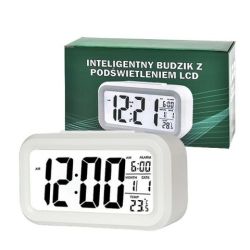 ZEGAR BUDZIK LCD BIALY ZG21