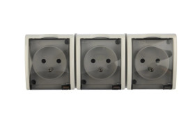 Simon Aquarius Gniazdo hermetyczne potrójne z/u IP54 z klapką dymną białe AQGZ1-3/11a