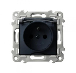 SZAFIR Gniazdo bryzgoszczelne z uziemieniem IP-44 wieczko przezroczyste szary mat GPH-1ZZ/m/70/d