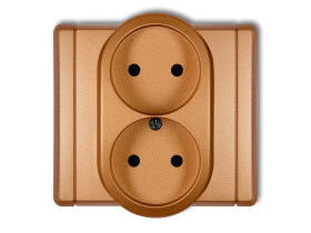 FLEXI Gniazdo podwójne bez uziemienia (przesłony torów prądowych) złoty metalik 8FGP-2p KARLIK