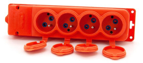 Listwa, gniazdo gumowe (TPE) poczwórne IP44 4x16A 2P+Z, kolor pomarańczowy, TRGP-4