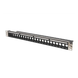 Patch Panel RACK 19"1U STP pusty z organiz.czarny