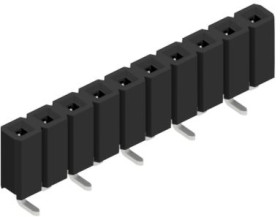 Socket header, 10 pole, pitch 2.54 mm, angled, 10027093