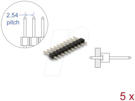 66692 Pin header 10 pin, pitch 2.54 mm, 1-row, straight, 5 pieces