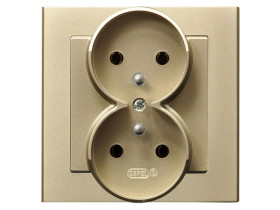 SONATA Gniazdo podwójne z uziemieniem IP20 z ramką szampański złoty GP-2RZ/39 OSPEL