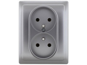 DANTE Gniazdo podwójne z uziemieniem kompletne inox 454136 KOS