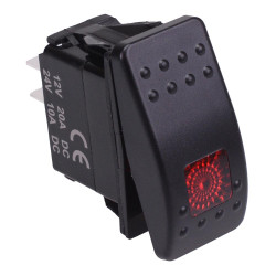 Red illuminated Off-(On) Momentary Automotive Rocker Switch DPST 10A 12-24V IP68