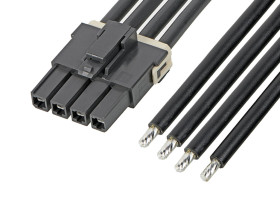 Kabel przewód-płytka, Mega-Fit, 600 V, 25 A, raster: 5.7mm, 300mm, Cyna, Czarny
