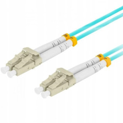 Patchcord światłowodowy MM LC/UPC-LC/UPC duplex 3mm OM3 aqua 5m LANBERG