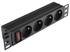 Listwa zasilająca RACK 10 cali 1U 4 gniazda z wyłącznikiem NEKU czarna /1,8m/