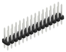 Pin header, 30 pole, pitch 2 mm, straight, black, 10062546