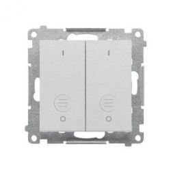 Simon 55 Łącznik dwubiegunowy podwójny (moduł) 16 AX, 250 V~, szybkozłącza Aluminium mat TW22A.01/143